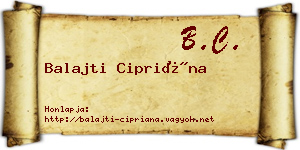 Balajti Cipriána névjegykártya